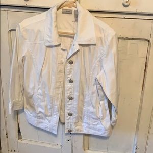 Chico’s white denim jacket